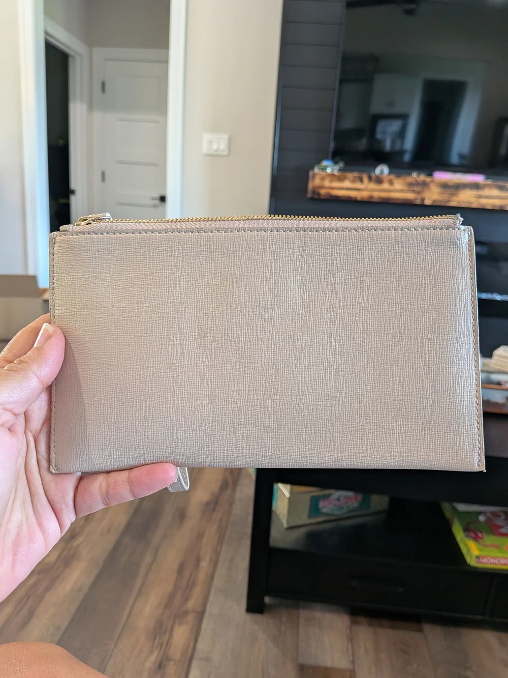 Furla Beige Wristlet Clutch with Detachable Strap